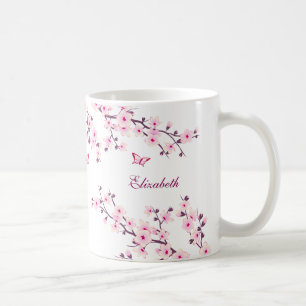 Mug Fleur de cerisier Votre Nom Monogramme Musique