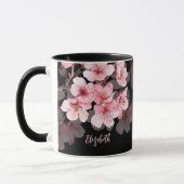 Mug Fleur de cerisier Votre Nom Monogramme Musique (Gauche)