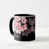 Mug Fleur de cerisier Votre Nom Monogramme Musique (Devant gauche)