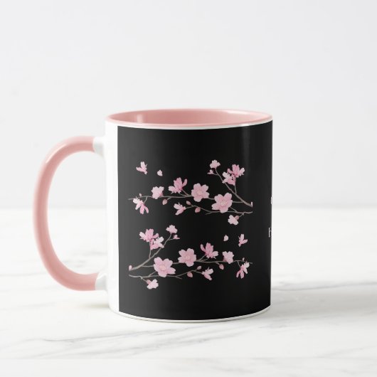 Mug Fleur de cerisiers - Noir (Gauche)