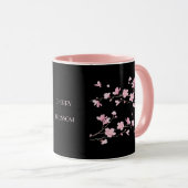 Mug Fleur de cerisiers - Noir (Devant droit)