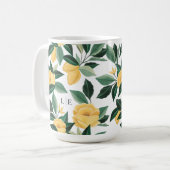 Mug Fleur de citron Arbre Floral Élégant Mariage Jaune (Devant gauche)