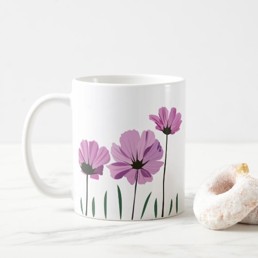 Mug Fleur de Cosmos Fleur Violette Fleur Rose (Avec donut)