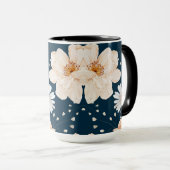 Mug Fleur de couleur claire avec fond d'océan sombre (Devant droit)