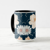Mug Fleur de couleur claire avec fond d'océan sombre (Devant gauche)