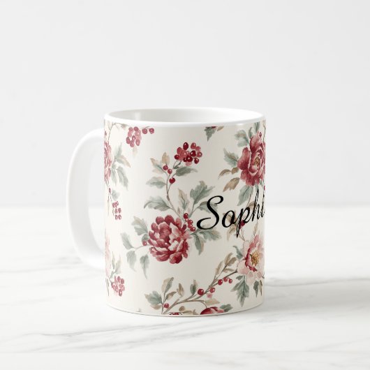 Mug Fleur de Crème Rouge Assez Chic   (Devant gauche)