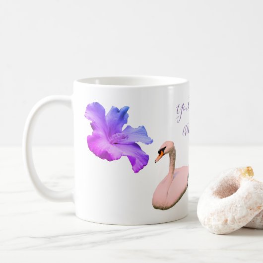 Mug Fleur de cygne et d'Hibiscus unique personnalisée (Avec donut)