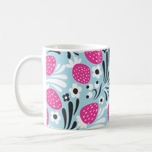 Mug Fleur de fraise : Berry Rose Sans Seamless. (Gauche)
