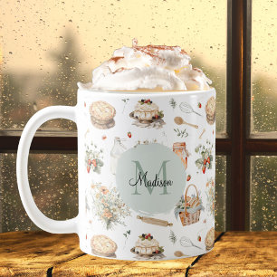Mug Fleur de fraisier fantaisiste monogrammée de campa