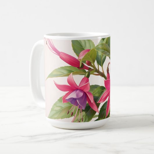 Mug Fleur de fuchsia rose vibrant (Devant gauche)