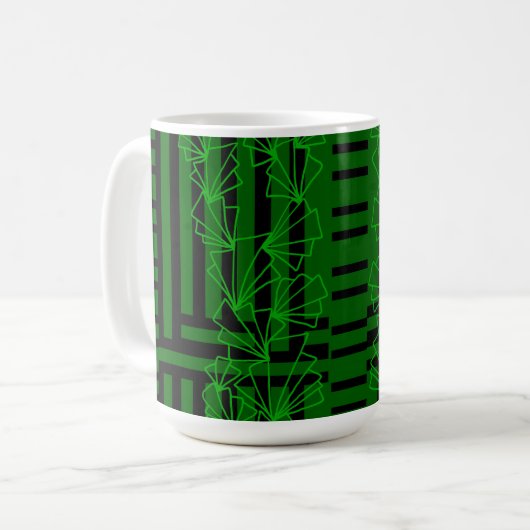 Mug Fleur de gribouillis vert de la mer d'Aqua foncé (Devant gauche)