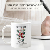 Mug Fleur de houx de décembre anniversaire personnalis