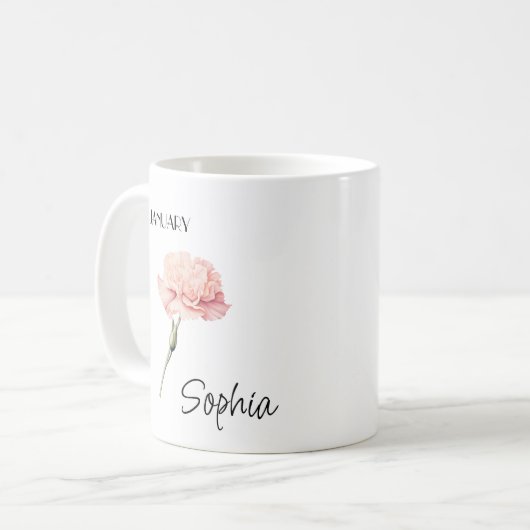Mug Fleur de janvier personnalisée (Devant gauche)