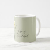Mug Fleur de jonquille verte blanche jaune (Devant droit)