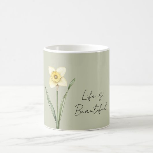 Mug Fleur de jonquille verte blanche jaune (Centre)