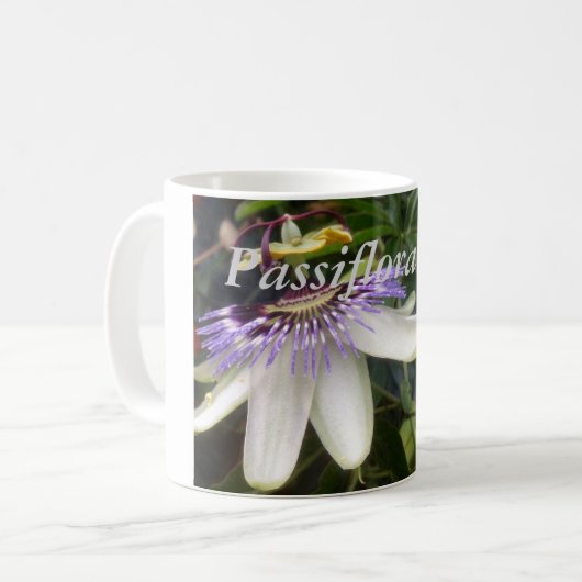 Mug Fleur de la passion blanche et mauve (Devant gauche)