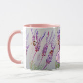 Mug Fleur de lavande et aquarelle d'abeille (Gauche)