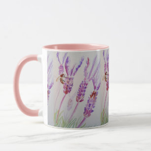 Mug Fleur de lavande et aquarelle d'abeille Anniversai
