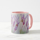 Mug Fleur de lavande et aquarelle d'abeille Anniversai (Devant droit)