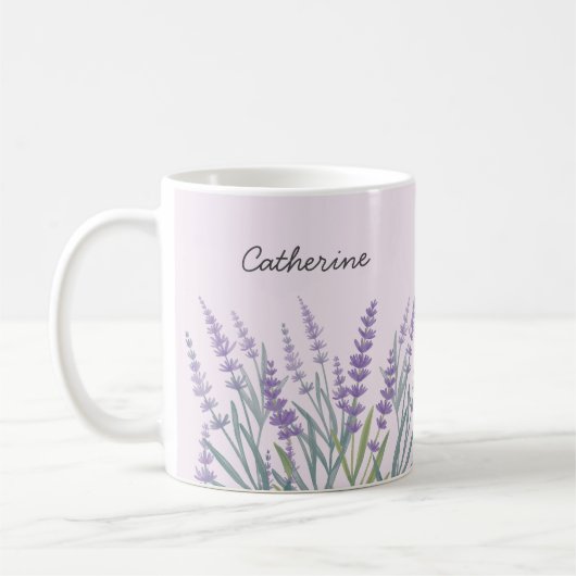 Mug Fleur de Lavande Violette Aquarelle (Gauche)