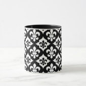 Mug Fleur De Lis Blanc Noir Motif (Centre)