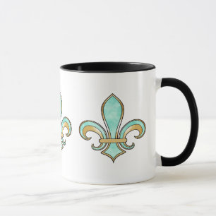 Mug Fleur de Lis dans la couleur solide - Aqua de