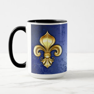 Mug Fleur de lis dorée sur fond bleu
