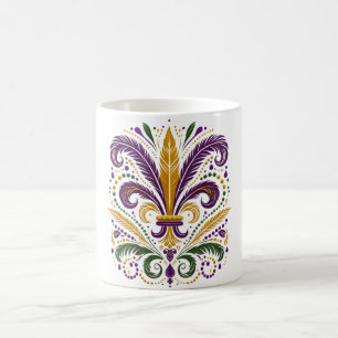 Mug Fleur de lis jaune et vert violet