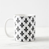 Mug Fleur de Lis Motif, Royal French, Noir sur Blanc (Gauche)