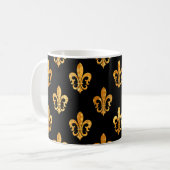 Mug Fleur de Lis/noir/or/fond de bricolage (Devant gauche)