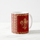 Mug Fleur de lis ornement Luxe Rouge (Devant droit)