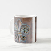 Mug Fleur De Lis, Revêtement De Cuivre Âgé Imprimé (Devant gauche)