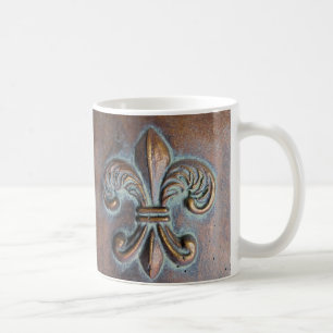 Mug Fleur De Lis, Revêtement De Cuivre Âgé Imprimé