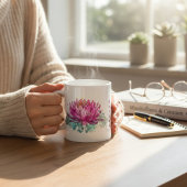 Mug Fleur de Lotus à l'aquarelle rose avec nom