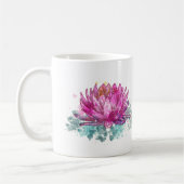 Mug Fleur de Lotus à l'aquarelle rose avec nom (Gauche)