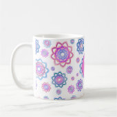 Mug Fleur de Lotus coloré Monogramme rose pastel vert (Gauche)