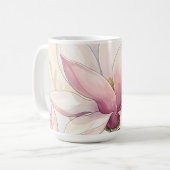 Mug Fleur de magnolia rose délicate à l'aquarelle (Devant gauche)