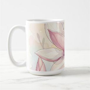 Mug Fleur de magnolia rose délicate à l'aquarelle