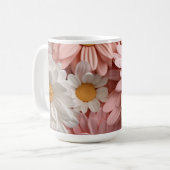 Mug Fleur de marguerite 3D rose et blanche (Devant gauche)