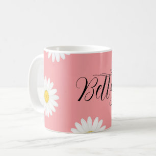 Mug Fleur de marguerite rose personnalisée