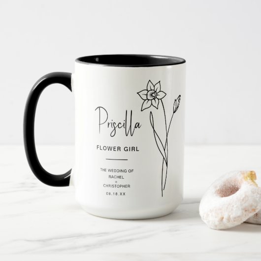 Mug Fleur de mars | Daffodique Fleur de naissance (Avec donut)