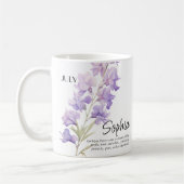 Mug Fleur de mois de naissance juillet Personnalisé (Gauche)