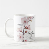 Mug Fleur de mois de naissance Mars Personnalisée (Gauche)