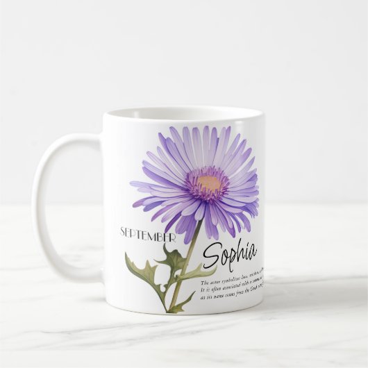 Mug Fleur de mois de naissance septembre Personnalisé (Gauche)