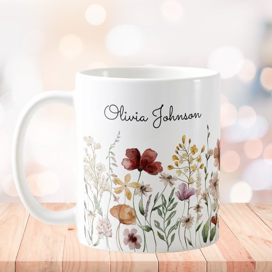 Mug Fleur de Monogramme Aquarelle Jolies Fleurs