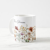 Mug Fleur de Monogramme Aquarelle Jolies Fleurs (Devant gauche)