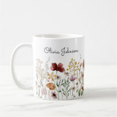 Mug Fleur de Monogramme Aquarelle Jolies Fleurs (Gauche)