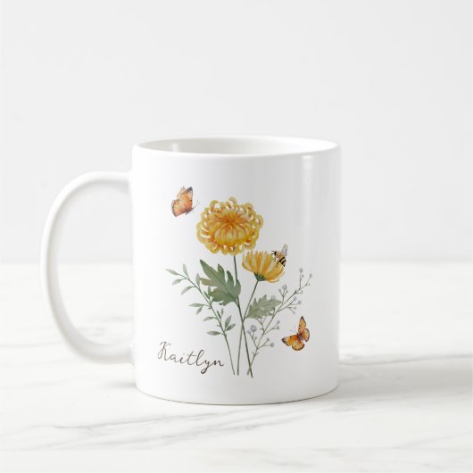 Mug Fleur de naissance Chrysanthème (Gauche)