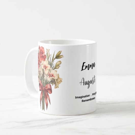 Mug Fleur de naissance d'août Gladiolus (Devant gauche)