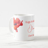 Mug Fleur de naissance d'août Pavot rouge Aquarelle Fl (Devant gauche)